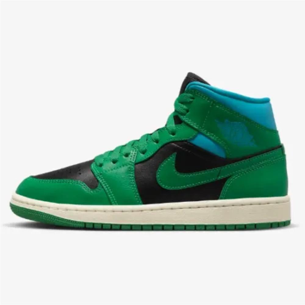 Womens Nike AirJordan 1 Mid NEW Sz 8 Black Lucky Green Aquatone  BQ6472-033